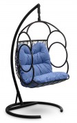 Кресло-кокон подвесное SENATORE черное+синяя подушка, до 180 кг ЦН