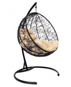 Кресло-кокон подвесное MILAGRO черное+бежевая подушка