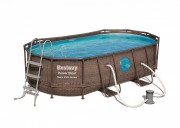 Бассейн каркасный BESTWAY Power Steel 427*250*100см Ротанг фил.-нас. 2006л/ч, лестн., тент 56714 BW