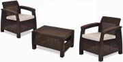 Комплект мебели CORFU II WEEKEND SET brown (стол+2 кресла) полипропилен-имитация ротанга 17197786B