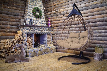 Кресло-кокон подвесное FISHT горячий шоколад+бежевая подушка, до 180 кг ЦН