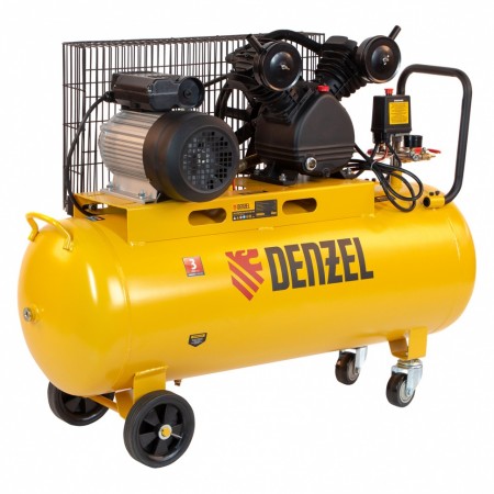 Компрессор воздушный DENZEL BCV 2200/100 2,2 кВт, 100 л, 370 л/мин., ременной привод 58110