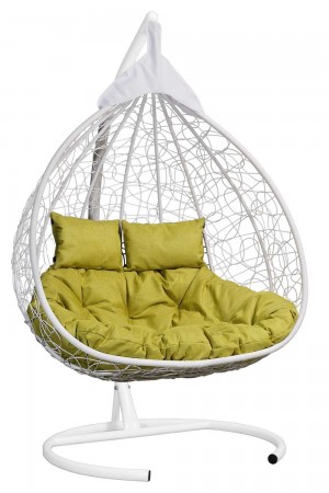 Кресло-кокон подвесное FISHT белое+салатовая подушка (рогожка), до 180 кг ЦН