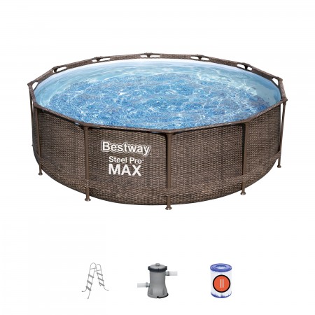 Бассейн каркасный BESTWAY SteelPro MAX РОТАНГ 366х100см, 9150л, с катр.ф.-насос 2006л/ч, лестн.56709