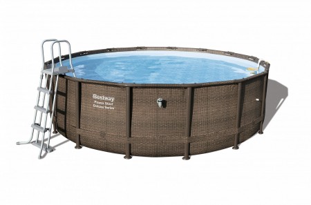 Бассейн каркасный BESTWAY Power Stee РОТАНГ 488х122см,19480л,подвес.фил.-насос,лестница,тент 56666BW
