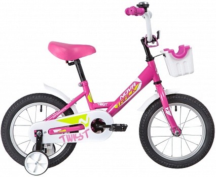 Велосипед 14' NOVATRACK TWIST розовый + корзина 141TWIST.PN20