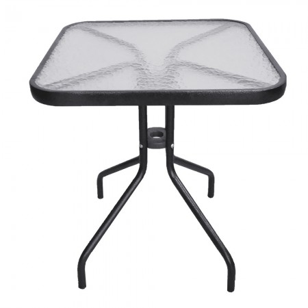 Стол к набору Сан-Ремо -2 80 х 80 см, каркас черный, столешница-стекло рифлёное  ZRTA003
