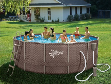 Бассейн каркасный Summer ESCAPES 457*132см , ротанг, с комплектом оборудования P20-1552-B