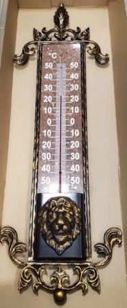 Термометр фасадный кованный Лев (90х30 см)