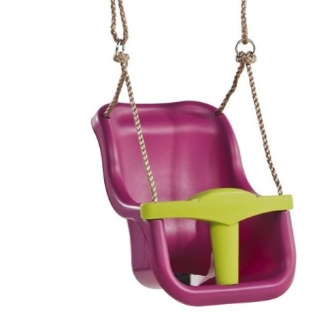 Детское кресло для подвесных качелей KBT Luxe пластик, сирень+лайм, веревка PP