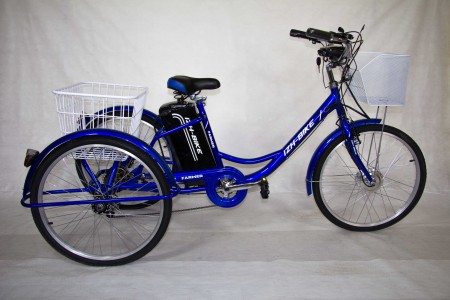 Электровелосипед 3х-колесный Иж-Байк Фермер 24', 250 W, 36В/12Ah гелиевая, синий металлик