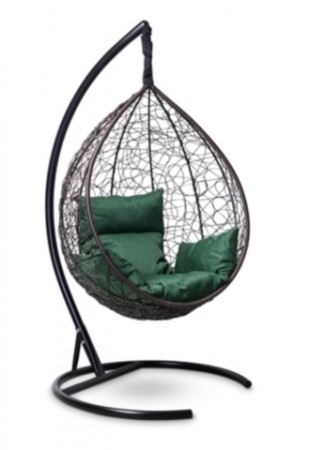 Кресло-кокон подвесное SEVILLA коричневое+зеленая подушка
