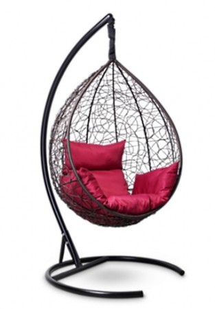 Кресло-кокон подвесное SEVILLA коричневое+бордовая подушка