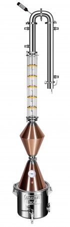 Самогонный аппарат-дистиллятор Добрый жар Абсолют VIP 5КК 58 л 7 трубок, лампа медь