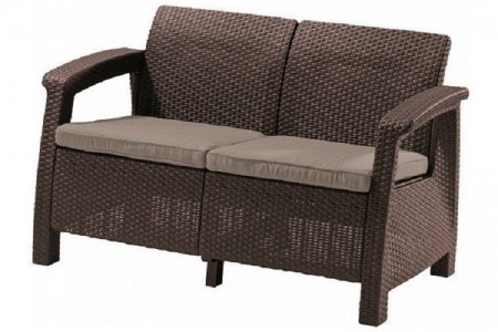 Диван садовый CORFU II LOVE SEAT brown, 2-х местный, полипропилен-имитация ротанг