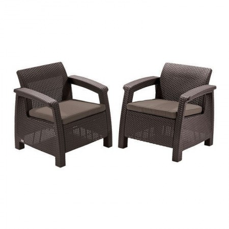 Кресла садовые CORFU II DUO brown, 2 шт. полипропилен-имитация ротанг