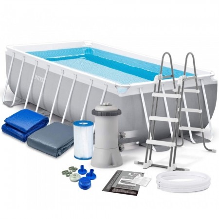 Бассейн каркасный INTEX 488*244*107см Prism Frame Pool ФИЛЬТР-НАСОС, ЛЕСТНИЦА, ТЕНТ, ПОДСТИЛКА 26792