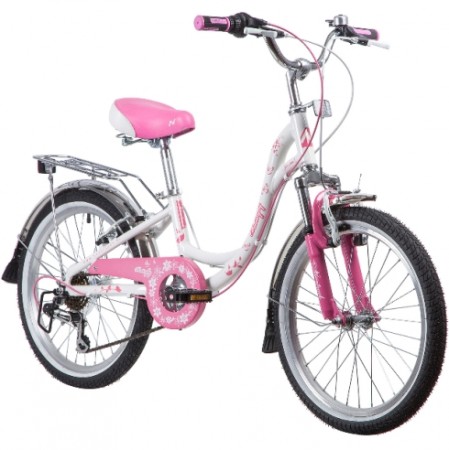 Велосипед 20' рама женская, алюминий NOVATRACK BUTTERFLY белый-розовый, 6 ск., 20SH6V.BUTTERFLY.PN9 (2019)
