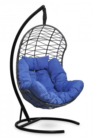 Кресло-кокон подвесное BARСELONA черное+бирюзовая подушка, до 150 кг ЦН