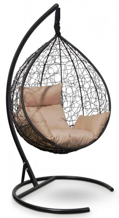 Кресло-кокон подвесное SEVILLA черное+бежевая подушка, до 180 кг ЦН
