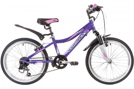 Велосипед 20' NOVATRACK NOVARA, фиолетовый, алюм., 6-скор, TY21/TS38/SG-6SI, V-brake