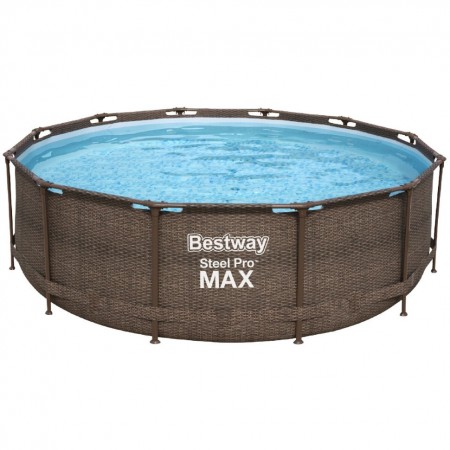 Бассейн каркасный BESTWAY Steel Pro Max 366х122см Ротанг,10250л, фил-насос 2006л/ч,лестн.,тент 5618P